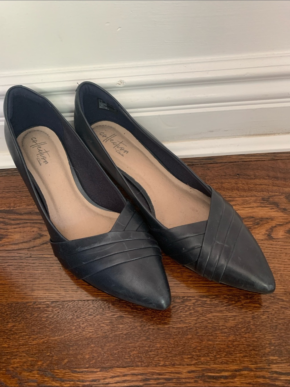 Collection By Clarks Black Pointed-Toe Pleated Vamp Heels